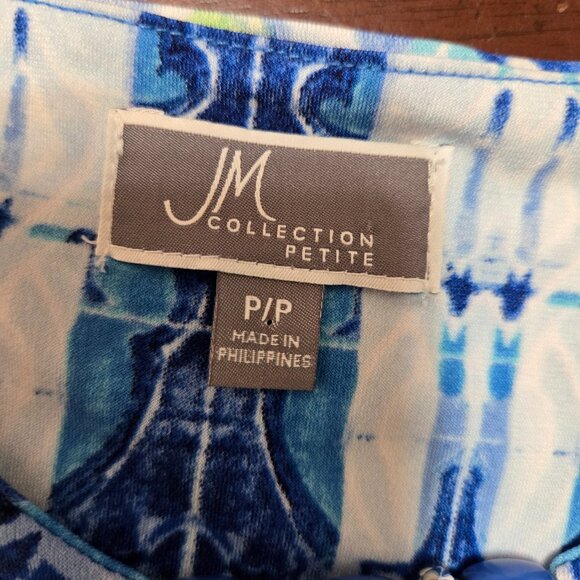 JM Collection Women's Pullover Embellished Neckline 3/4 Sleeve Tunic Sz PP - Picture 6 of 9